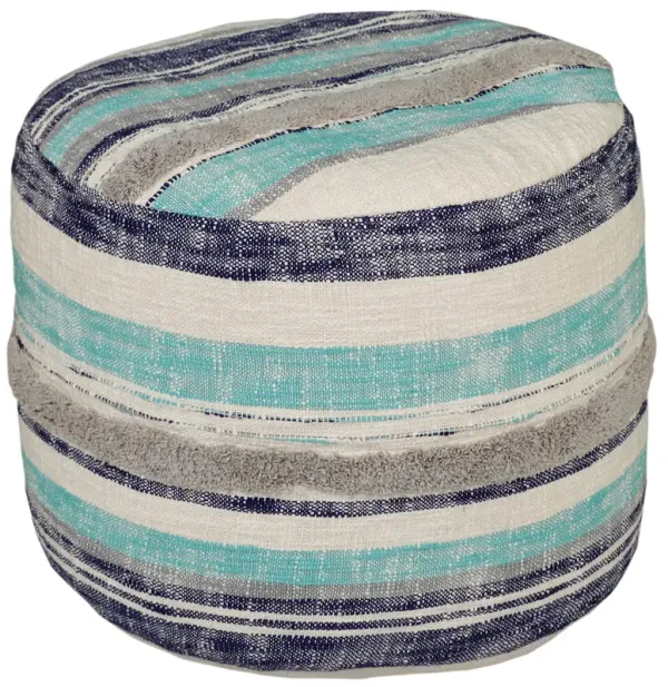 18" Blue 100% Cotton Ottoman
