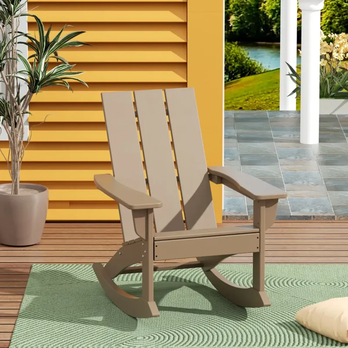 WestinTrends Modern Adirondack Outdoor Rocking Chair