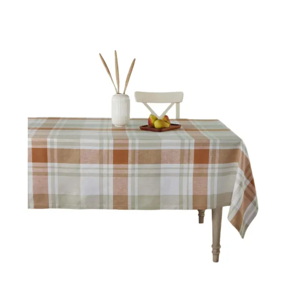 Solino Home 100% Pure Linen Tablecloth - Fall Harvest Plaid