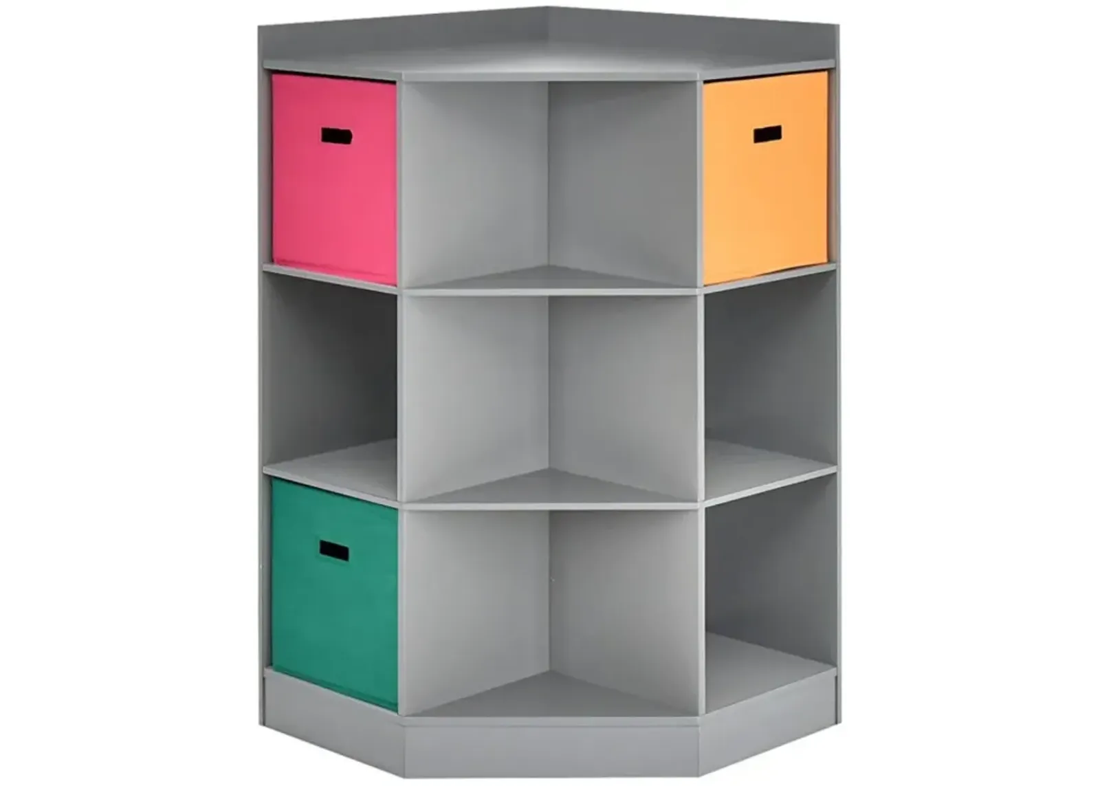 Hivvago 3-Tier Kids Storage Shelf Corner Cabinet with 3 Baskets