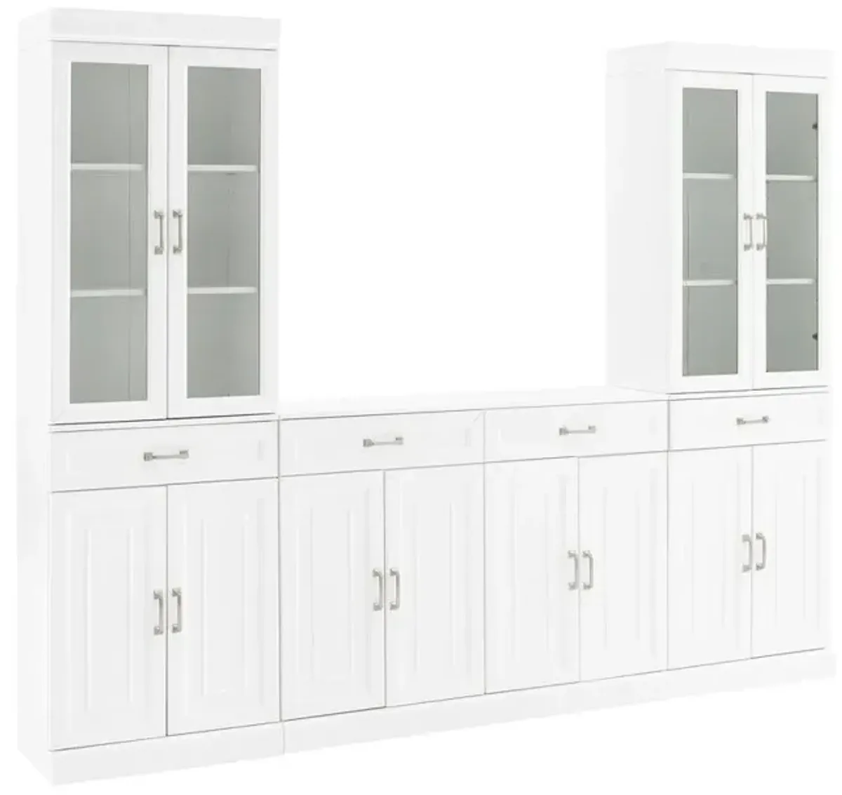 Crosley Furniture Stanton 3Pc Sideboard And Glass Door Pantry Set White - Sideboard & 2 Pantries