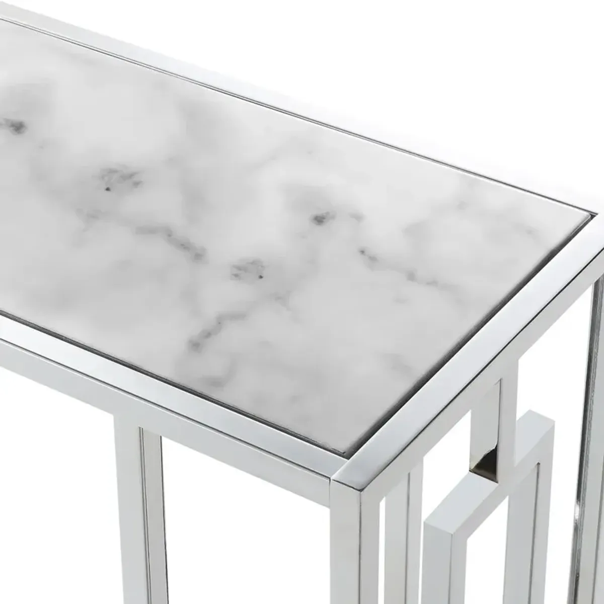 Convenience Concepts Town Square Chrome Faux Marble C End Table