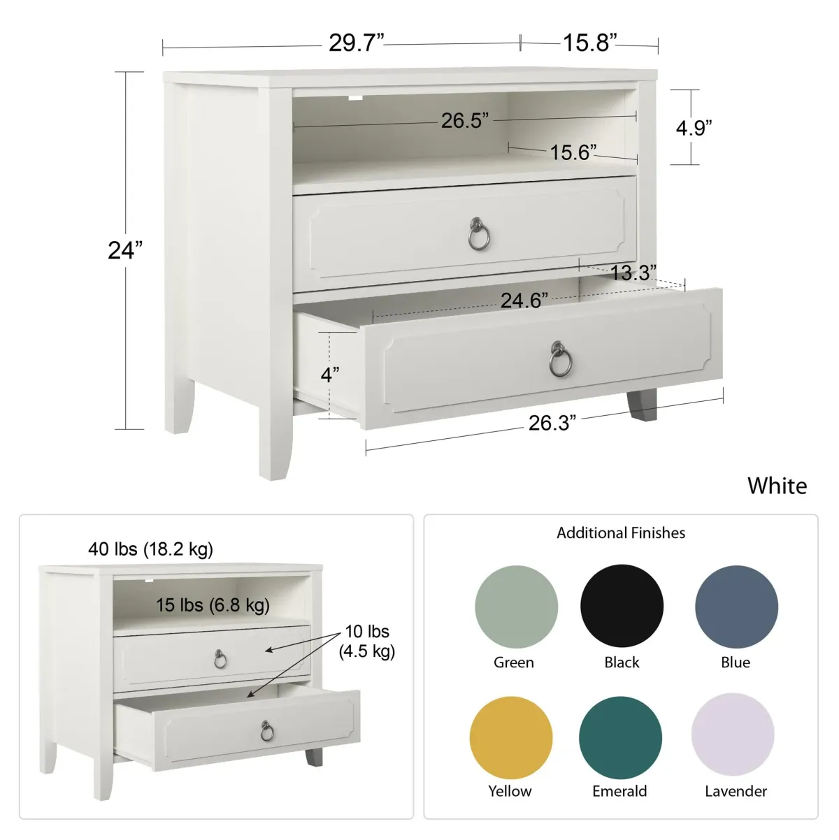 Novogratz Her Majesty 2 Drawer Nightstand