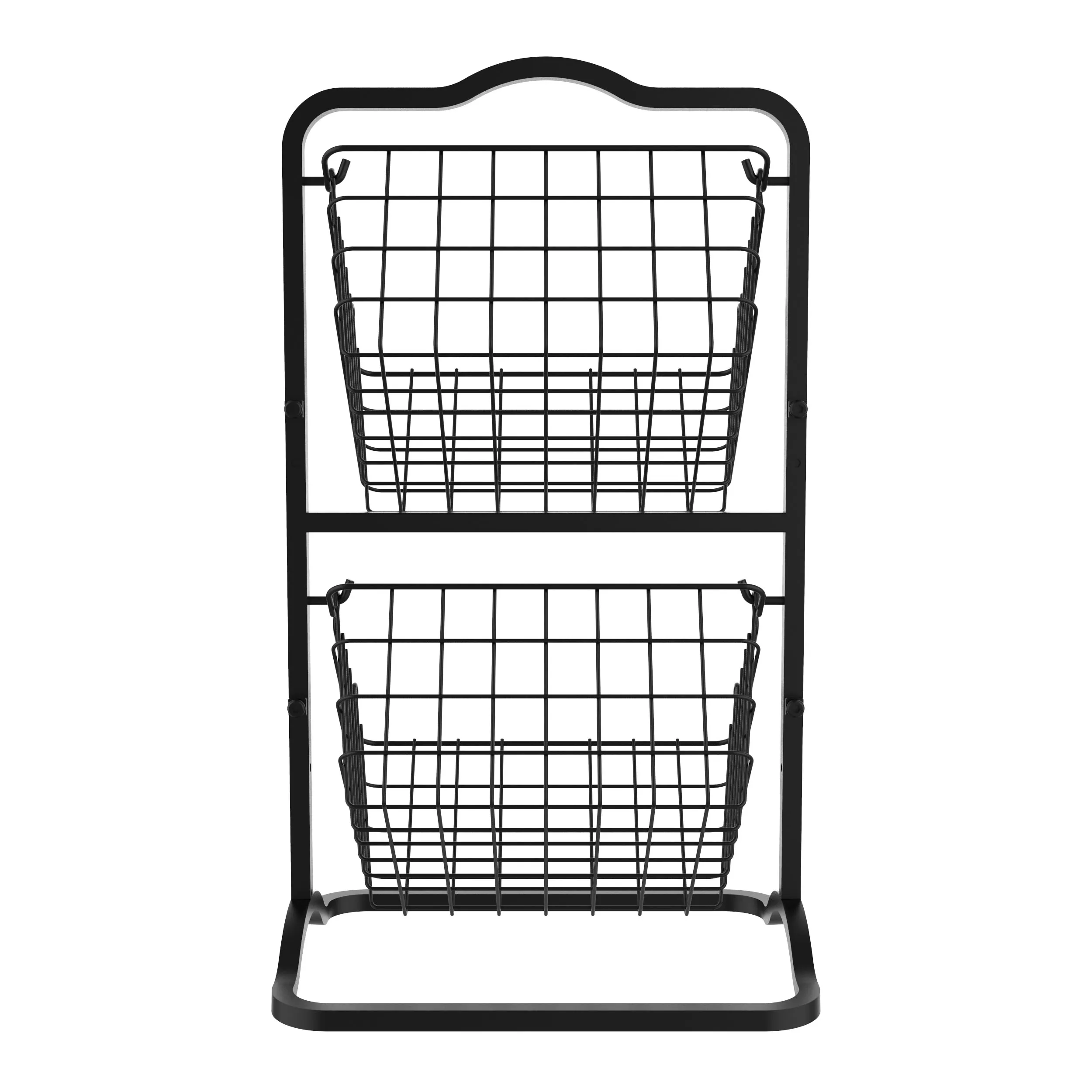 Oceanstar 2-Tier Storage Kitchen Wire Basket Stand, Black