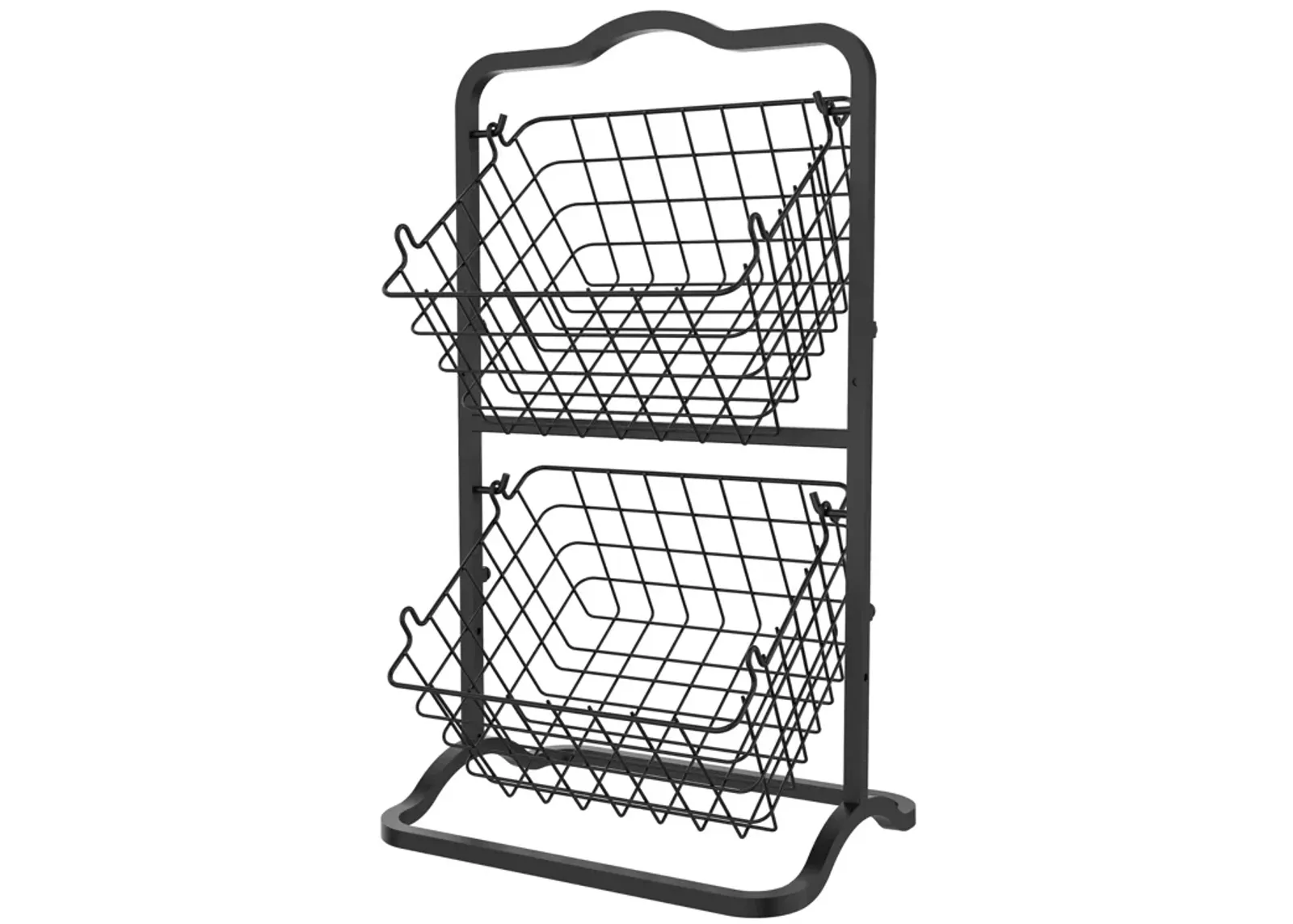 Oceanstar 2-Tier Storage Kitchen Wire Basket Stand, Black