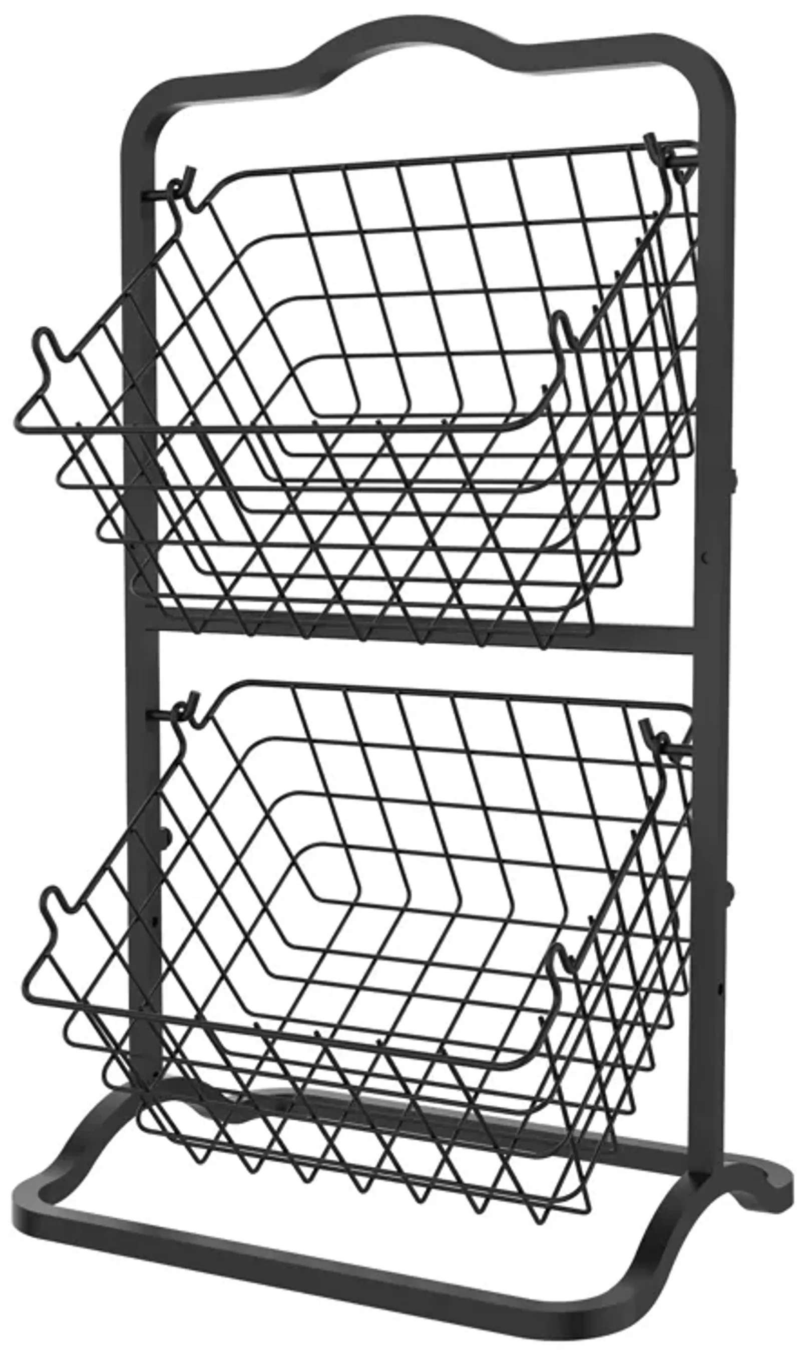 Oceanstar 2-Tier Storage Kitchen Wire Basket Stand, Black