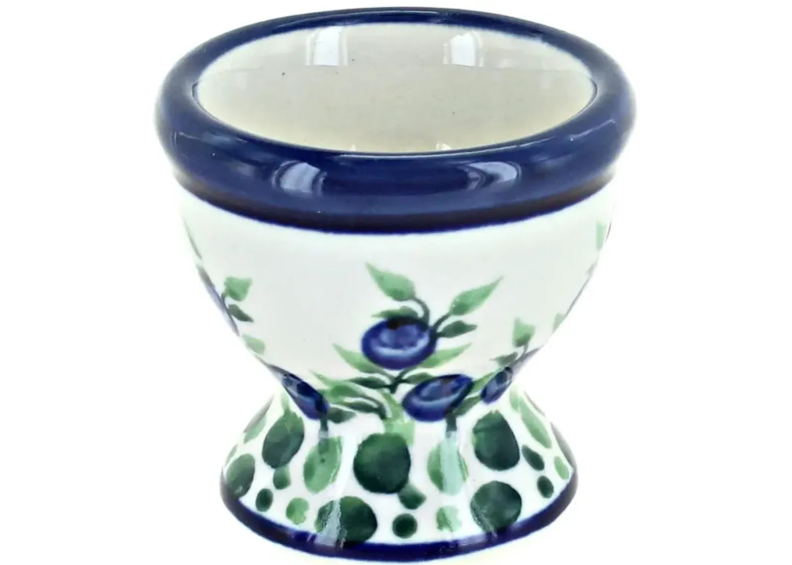 Blue Rose Polish Pottery Mosaic Flower Egg Cup