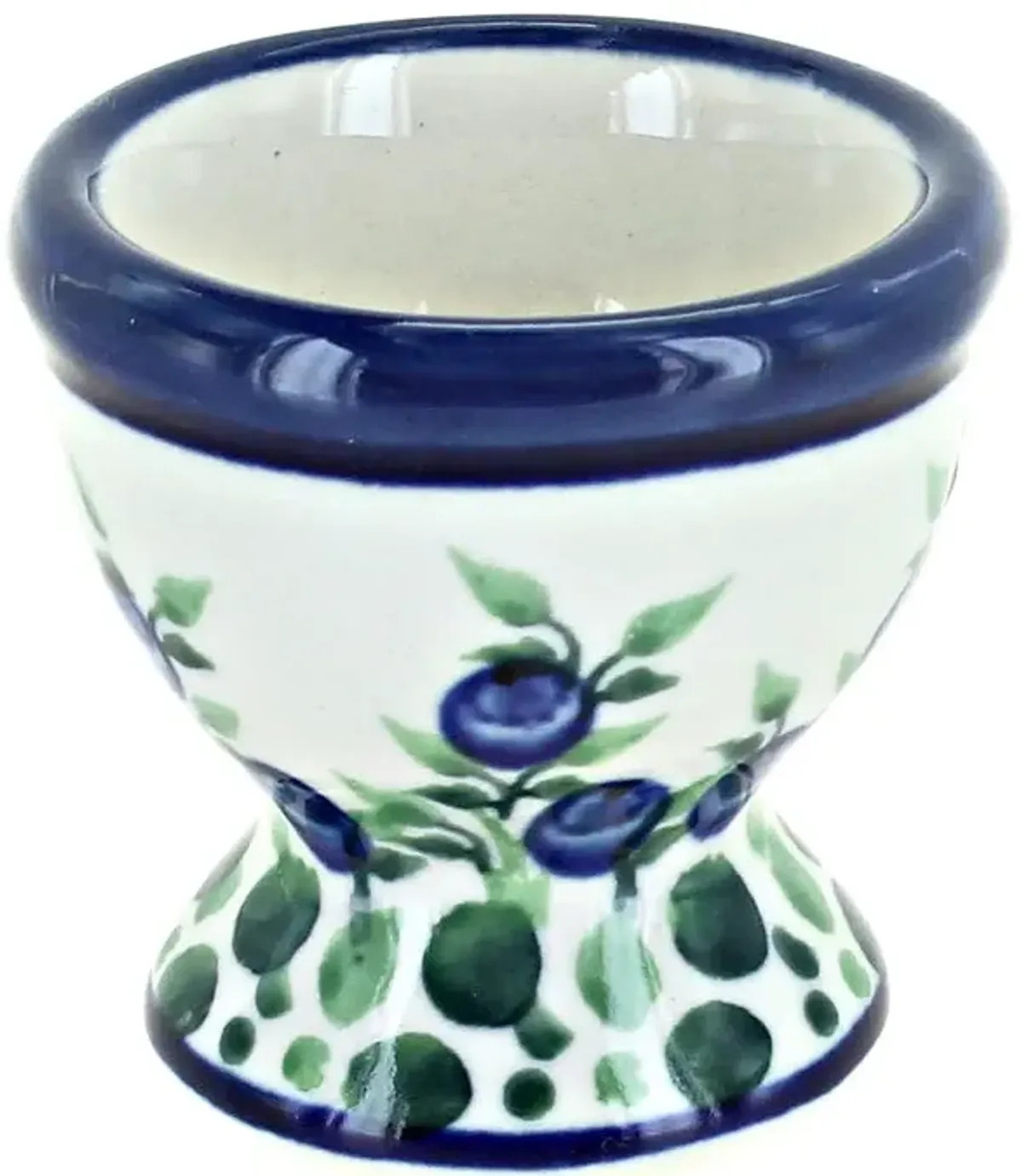 Blue Rose Polish Pottery Mosaic Flower Egg Cup