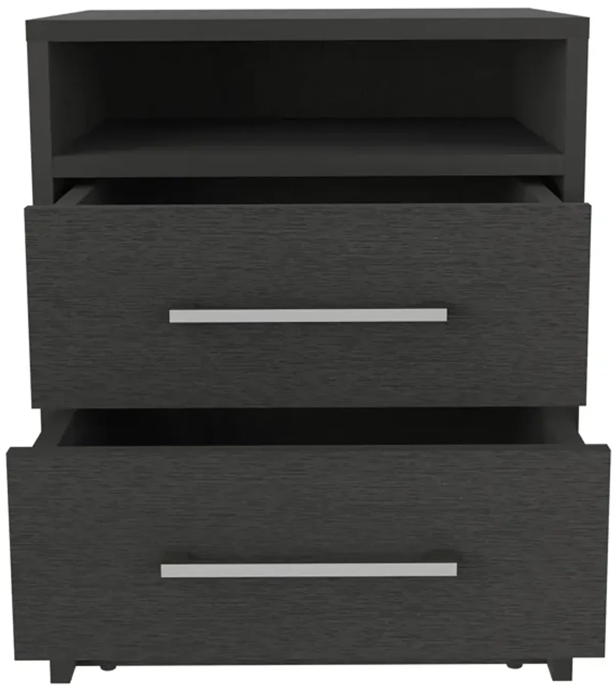 Leyva Nightstand 23.6" H, with 2 Drawers and 1 Shelf, Black