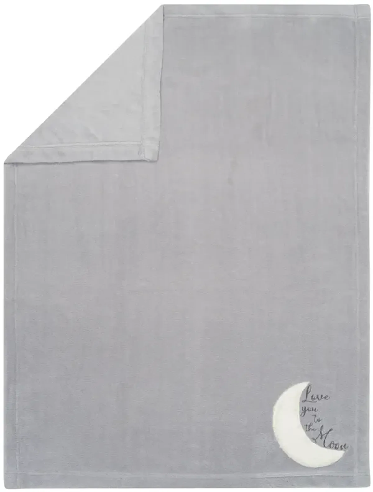 Lambs & Ivy Goodnight Moon Gray Appliqued and Embroidered Fleece Baby Blanket