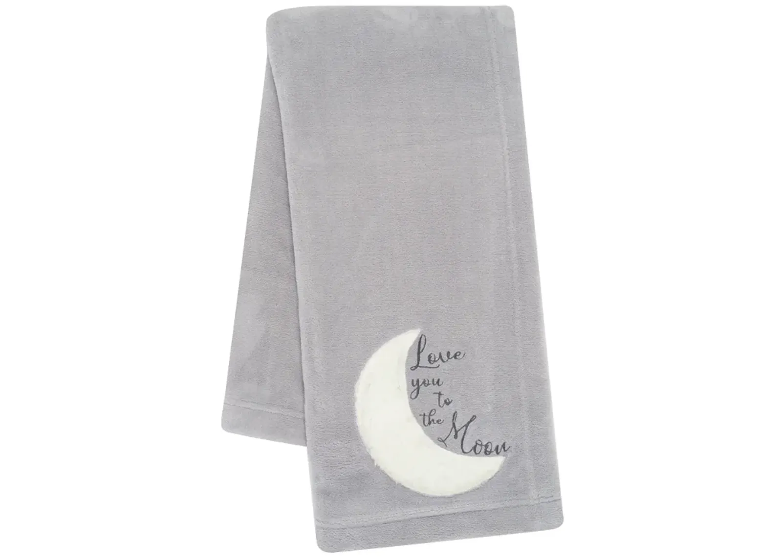 Lambs & Ivy Goodnight Moon Gray Appliqued and Embroidered Fleece Baby Blanket