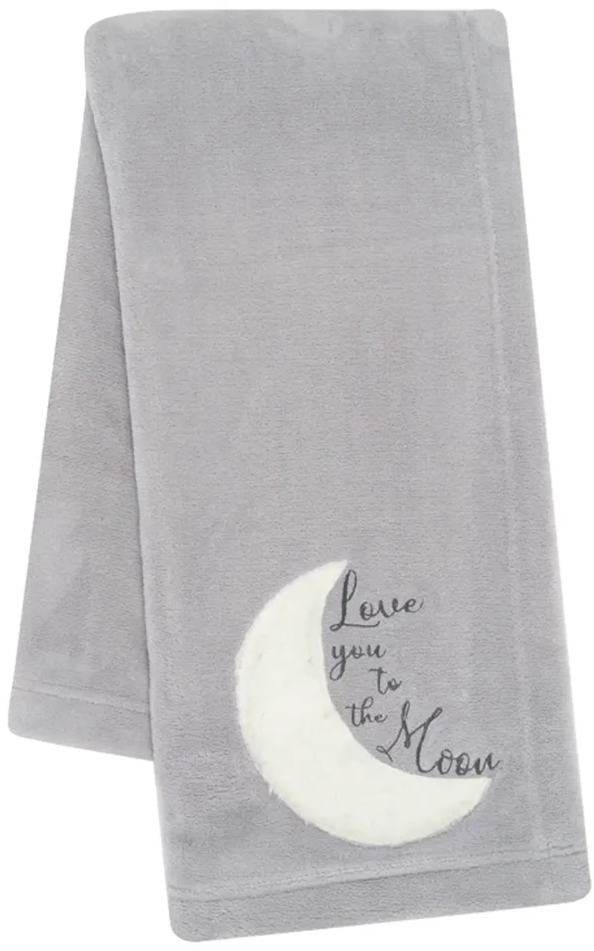 Lambs & Ivy Goodnight Moon Gray Appliqued and Embroidered Fleece Baby Blanket