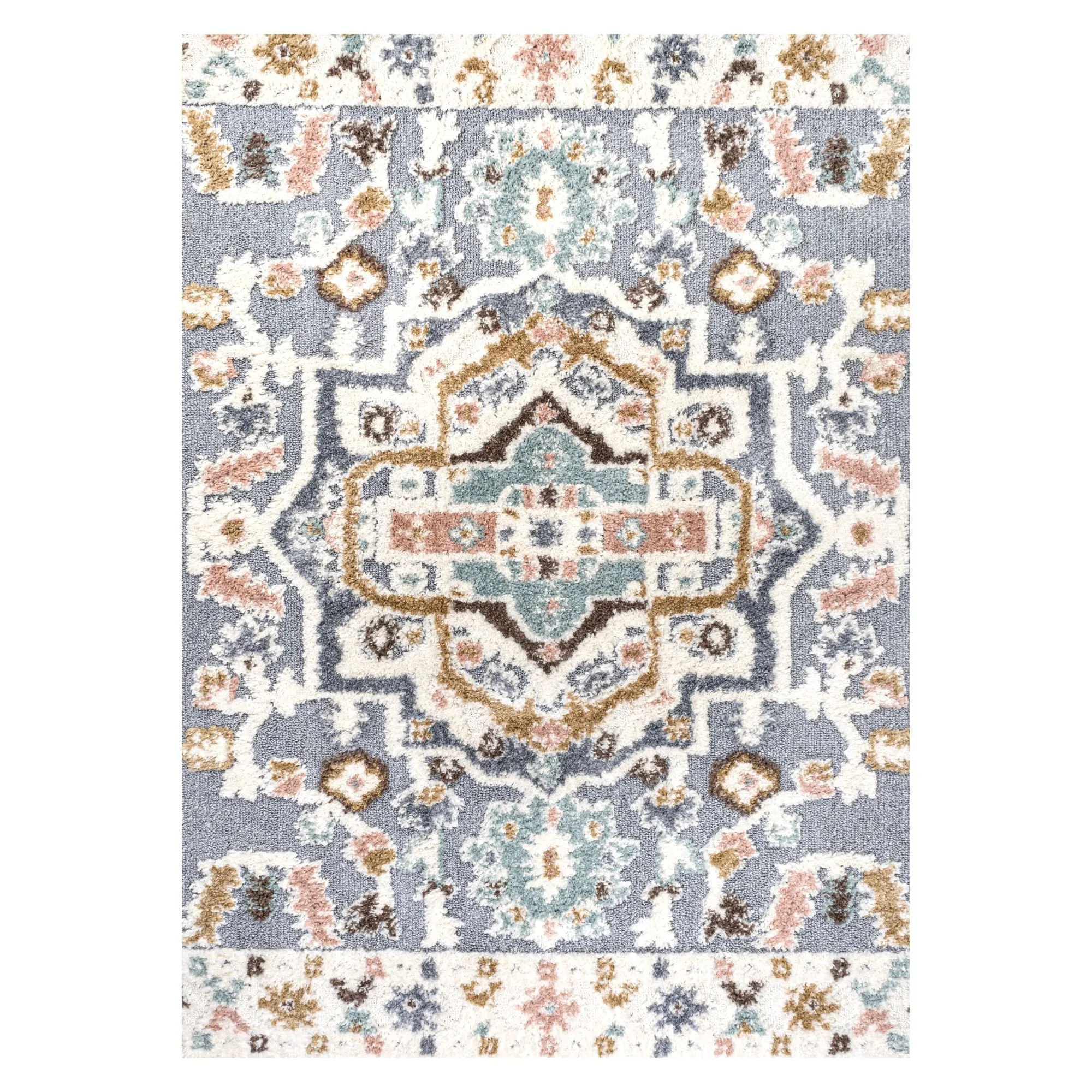 Aziza Persian Medallion High-Low Area Rug