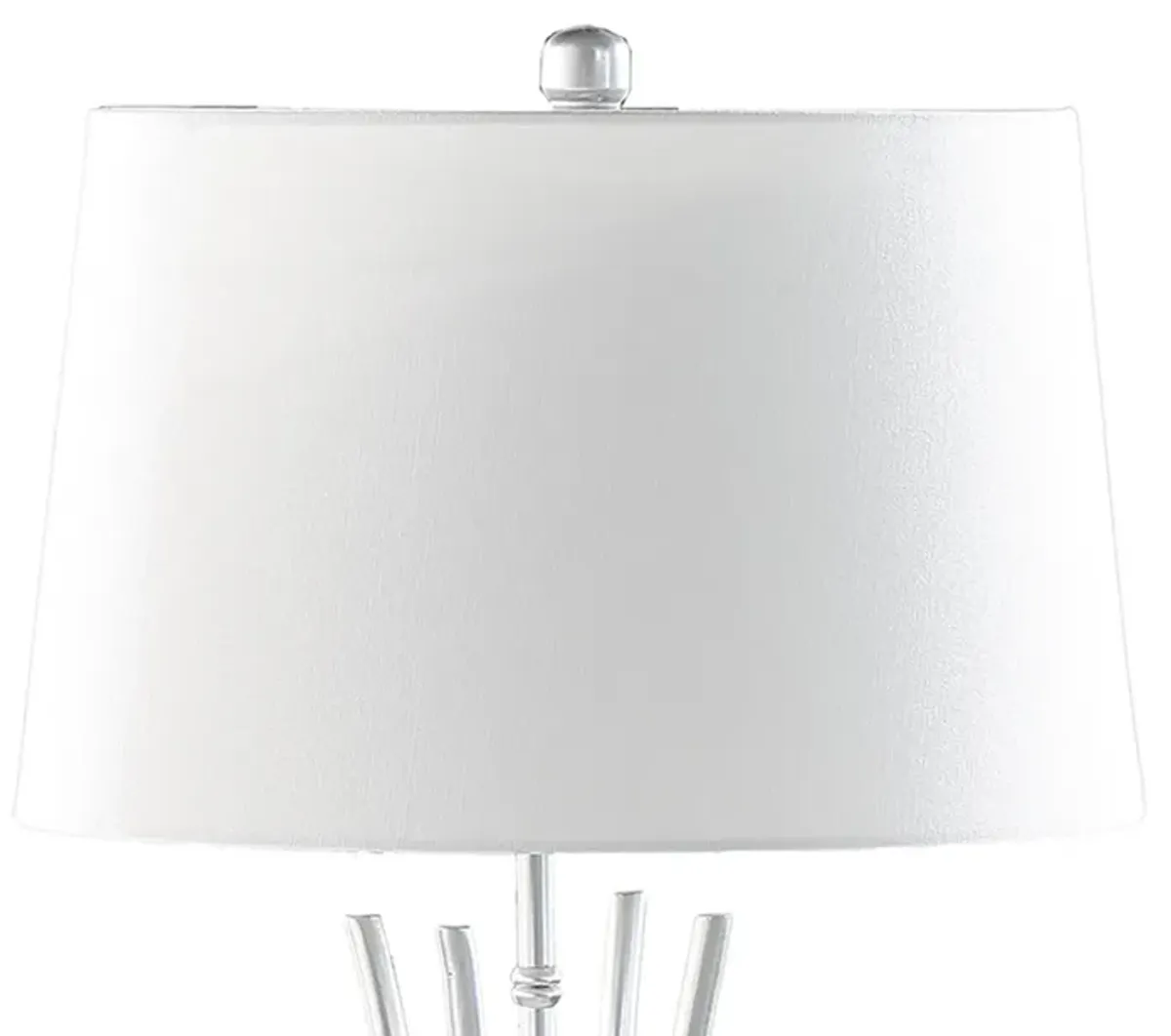 Lisi 29 Inch Table Lamp, White Shade, Silver Mettalic Bamboo Style Base - Benzara