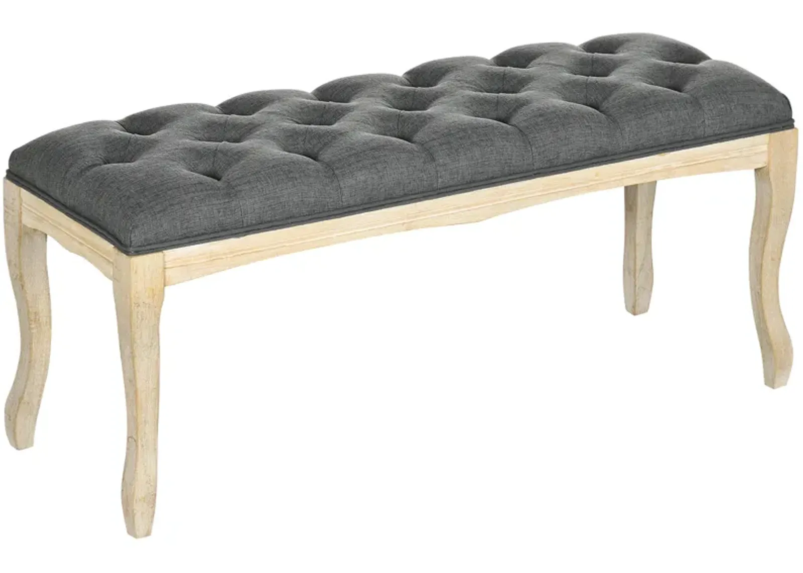 Dark Grey Entryway Seat: 43" Upholstered Bench with Tufted Design