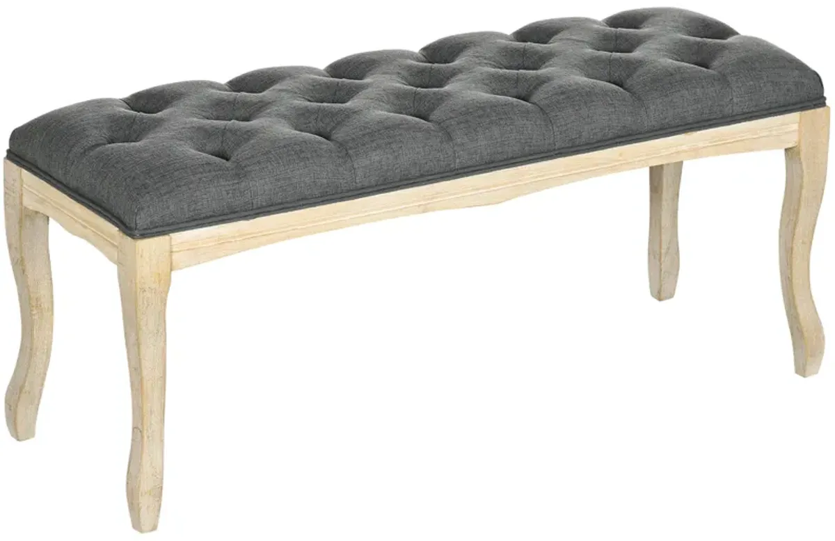 Dark Grey Entryway Seat: 43" Upholstered Bench with Tufted Design