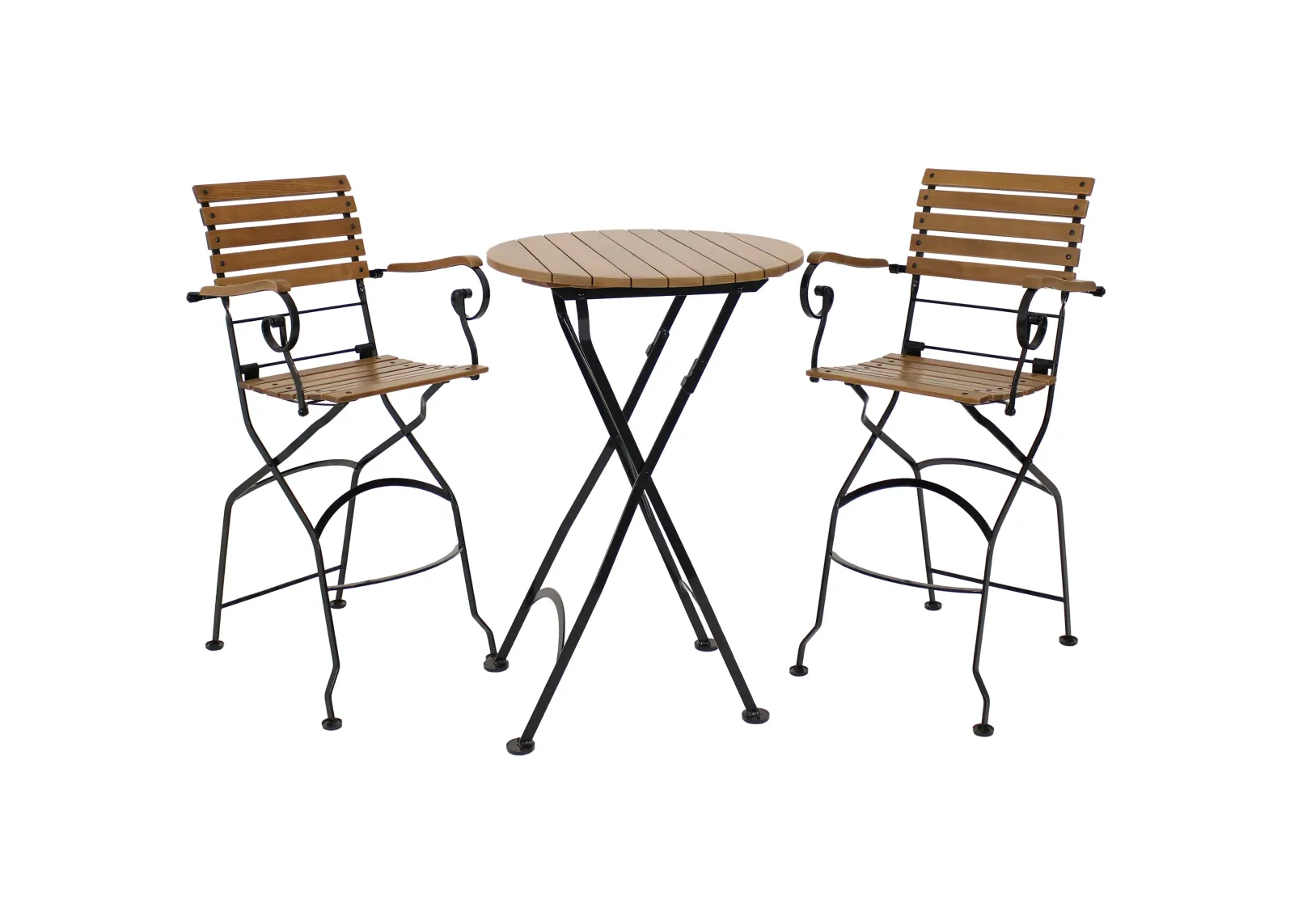 Sunnydaze Deluxe Chestnut 3-Piece Folding Patio Bar-Height Table and Chairs