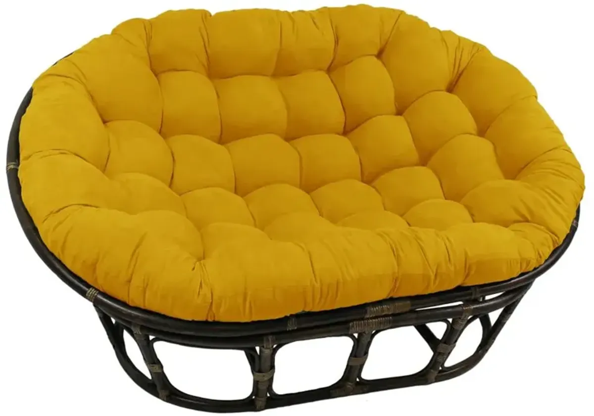 Rattan Double Papasan Chair with Microsuede Cushion