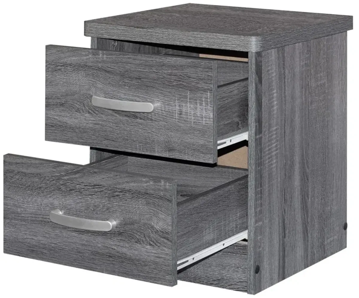 Better Home Products Cindy Faux Wood 2 Drawer Nightstand in Gray