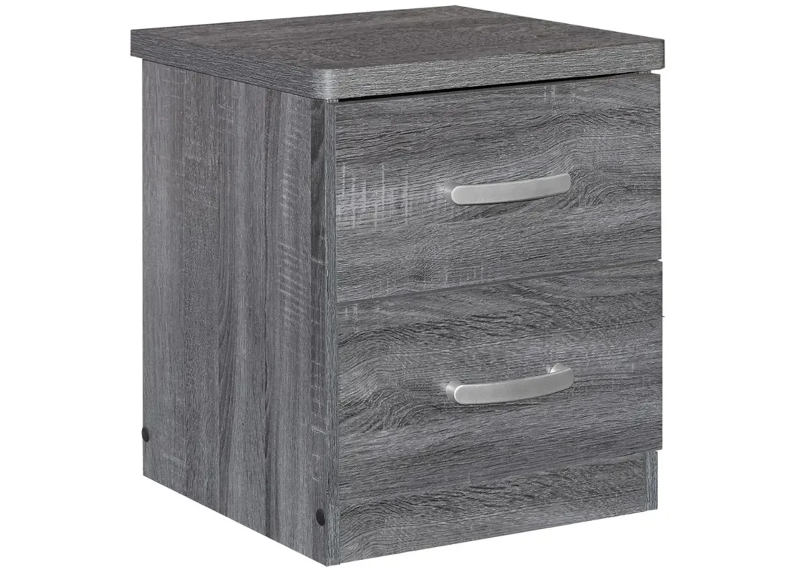 Better Home Products Cindy Faux Wood 2 Drawer Nightstand in Gray