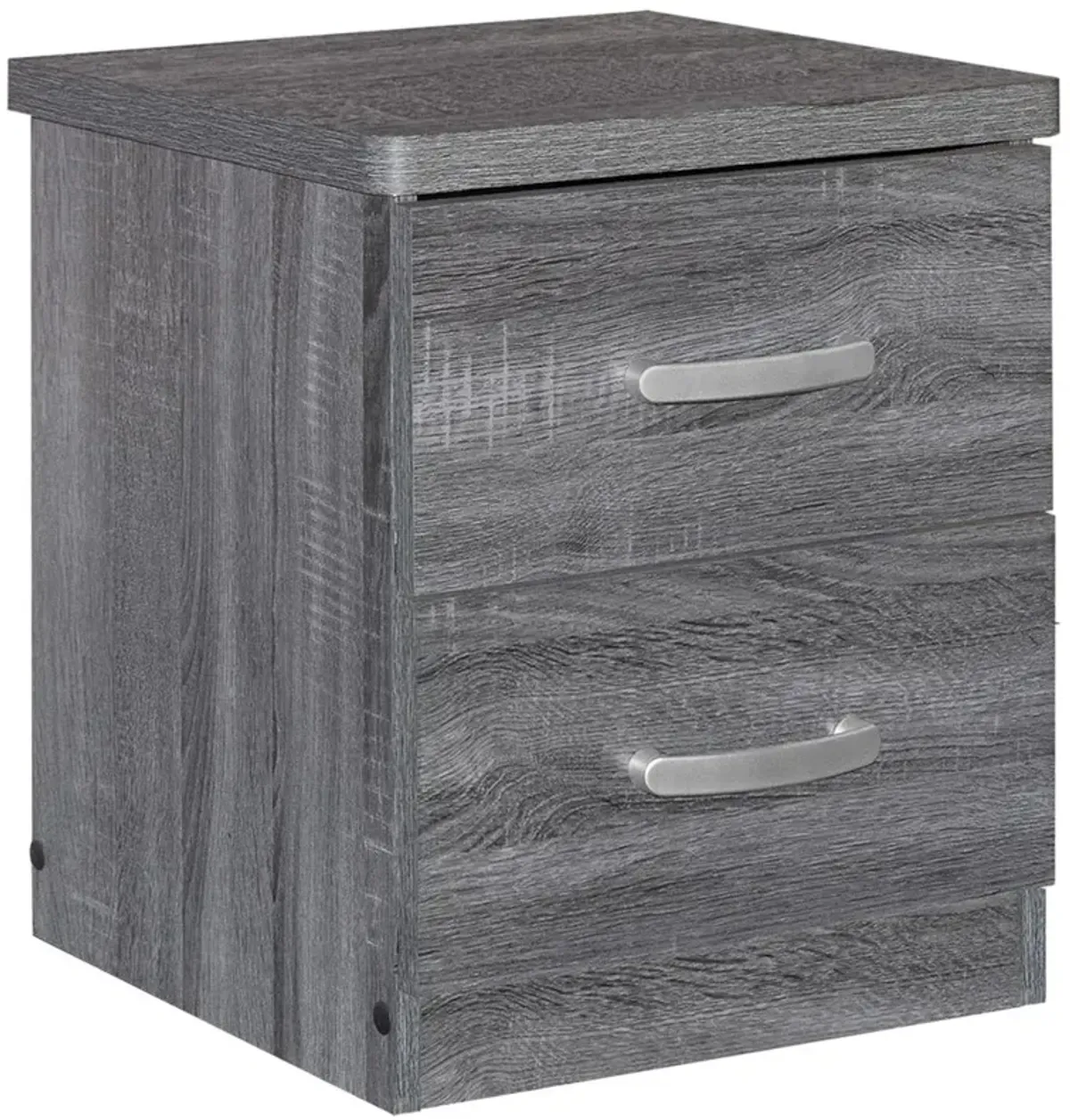 Better Home Products Cindy Faux Wood 2 Drawer Nightstand in Gray