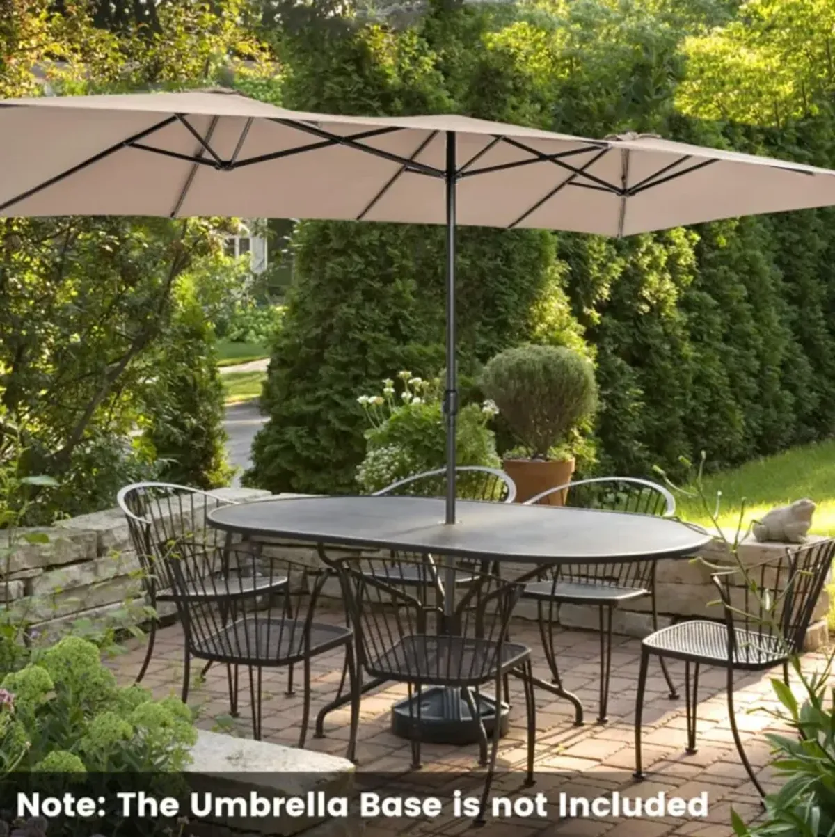 Hivvago 15 Feet Double-Sized Patio Umbrella with Crank Handle and Vented Tops