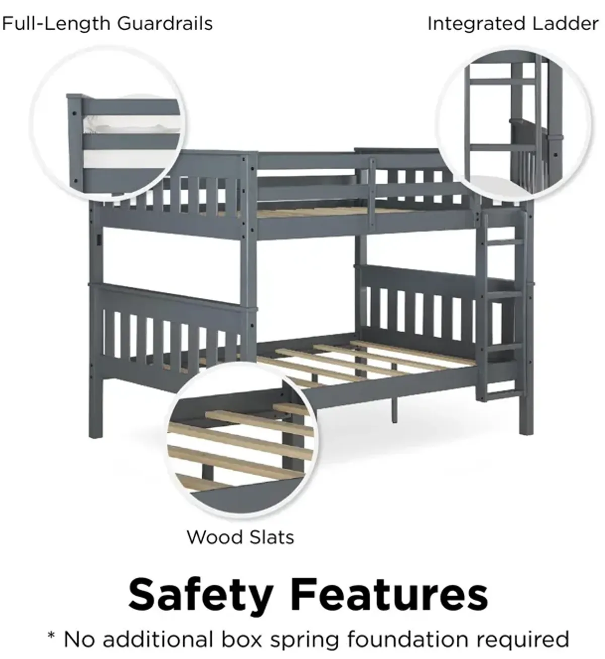 DHP Hurley Full-Over-Full Wood Bunk Bed with USB Port