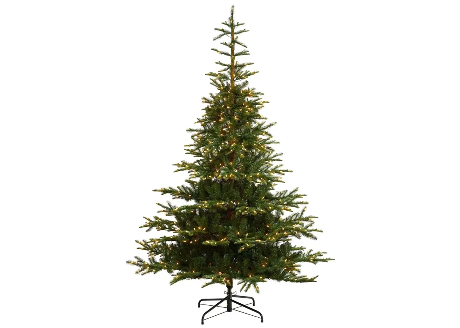 Nearly Natural Layered Washington Spruce Artificial Christmas Tree with Clear Lights and Bendable Branches