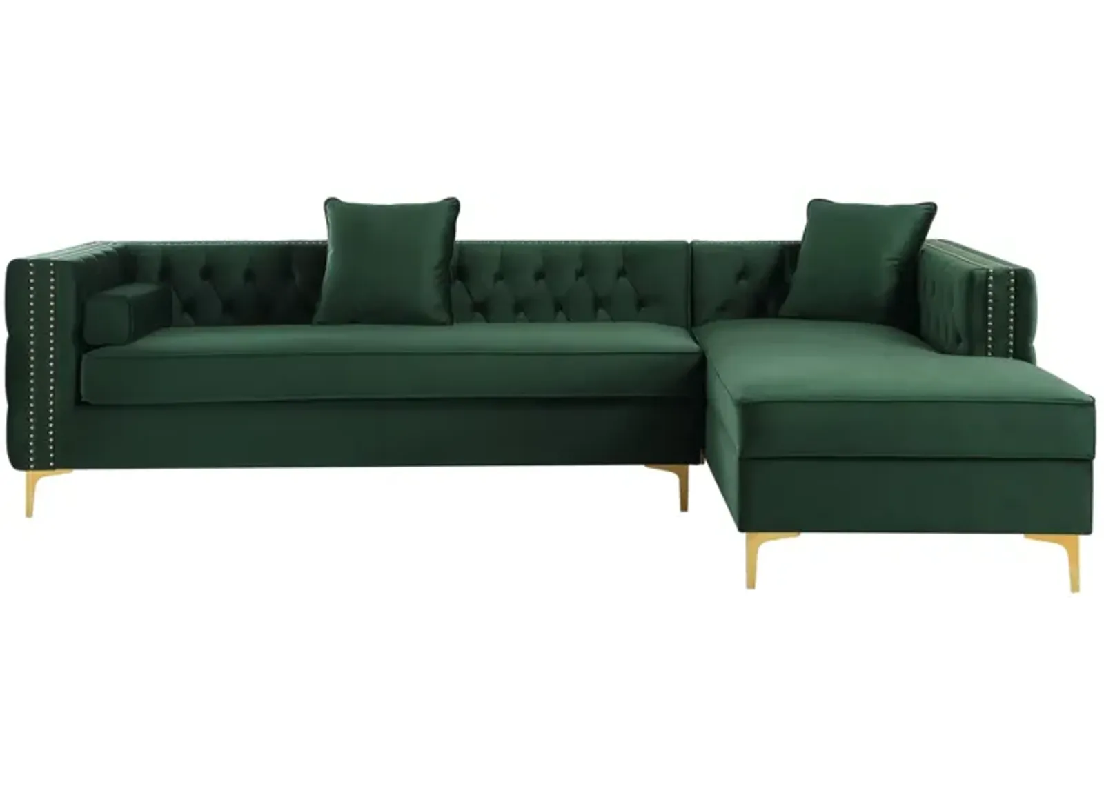 Inspired Home Clarinda Velvet Right Facing Chaise Sectional Sofa