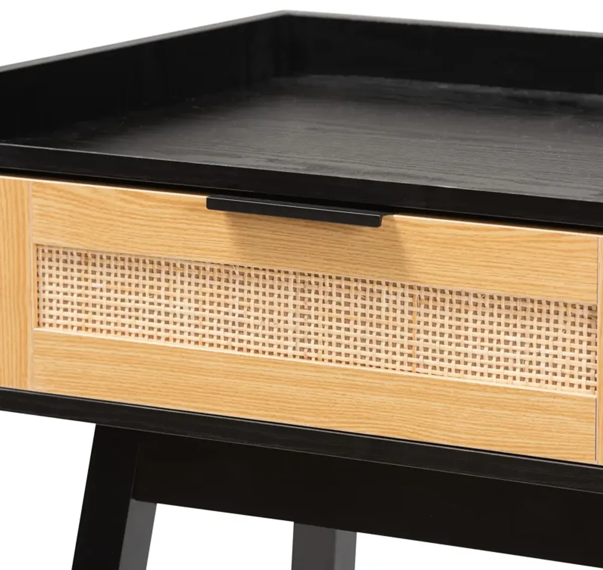 Baxton Studio Kalani Two-Tone Espresso Brown and Natural Finished 2-Drawer Console Table