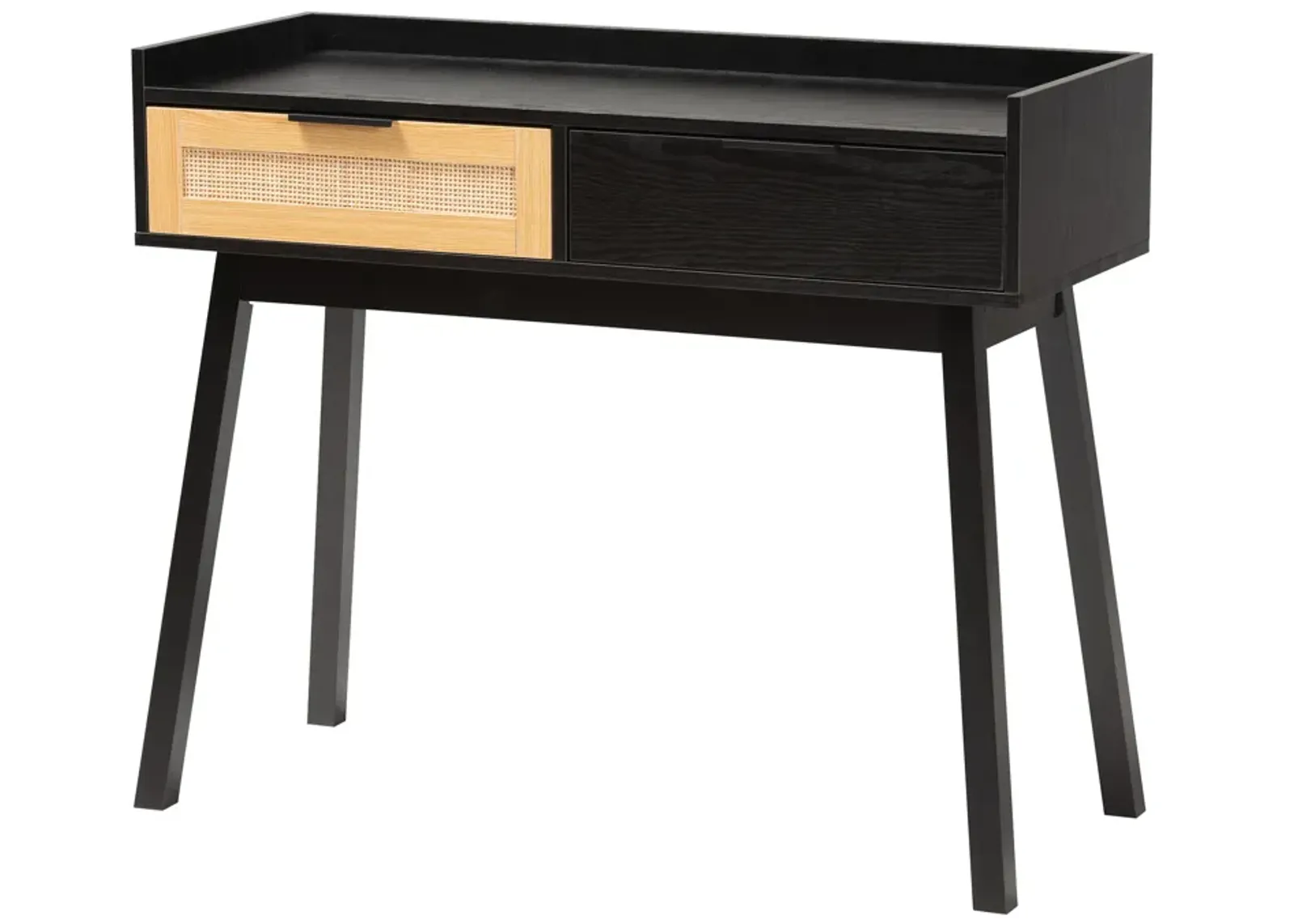 Baxton Studio Kalani Two-Tone Espresso Brown and Natural Finished 2-Drawer Console Table