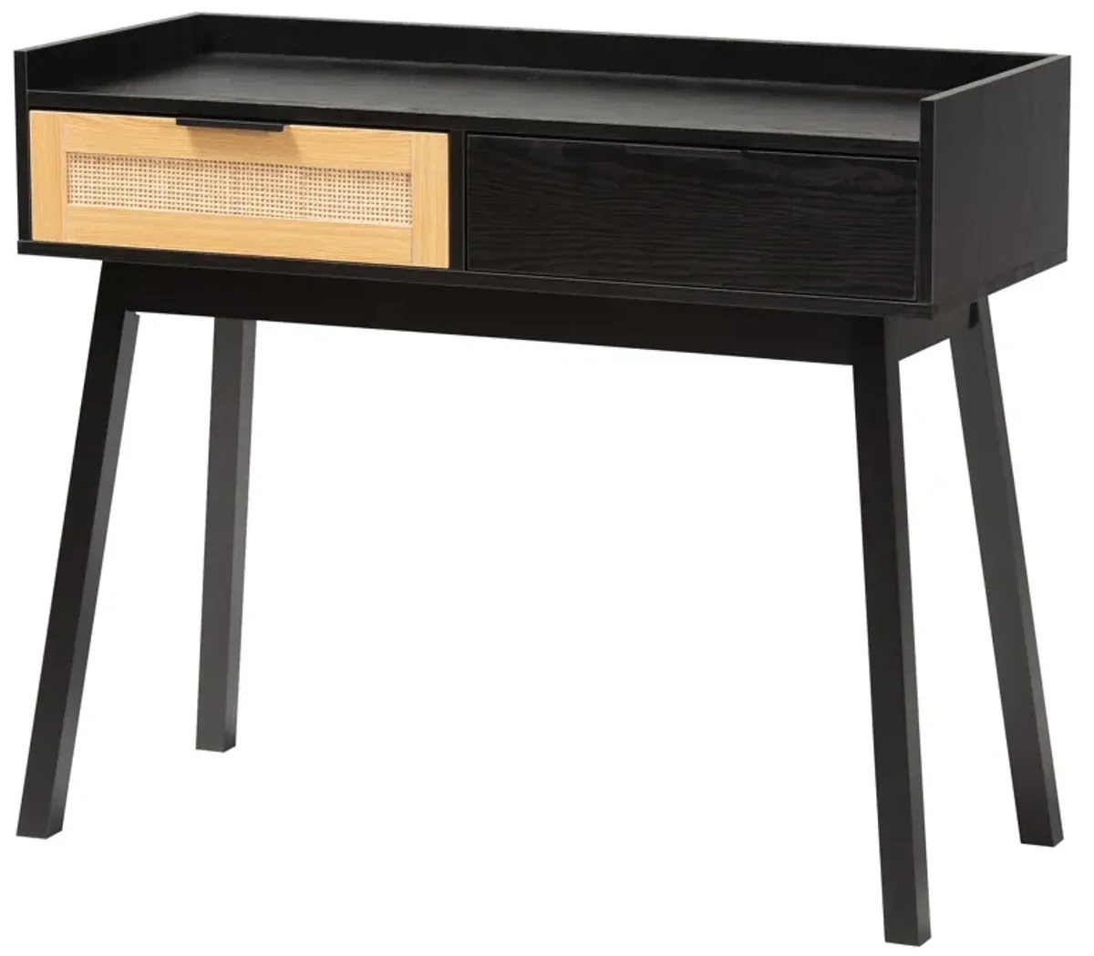 Baxton Studio Kalani Two-Tone Espresso Brown and Natural Finished 2-Drawer Console Table