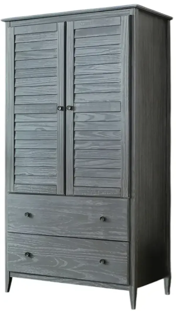 Vintage Distressed Pine Armoire Cabinet for Bedroom or Living Space