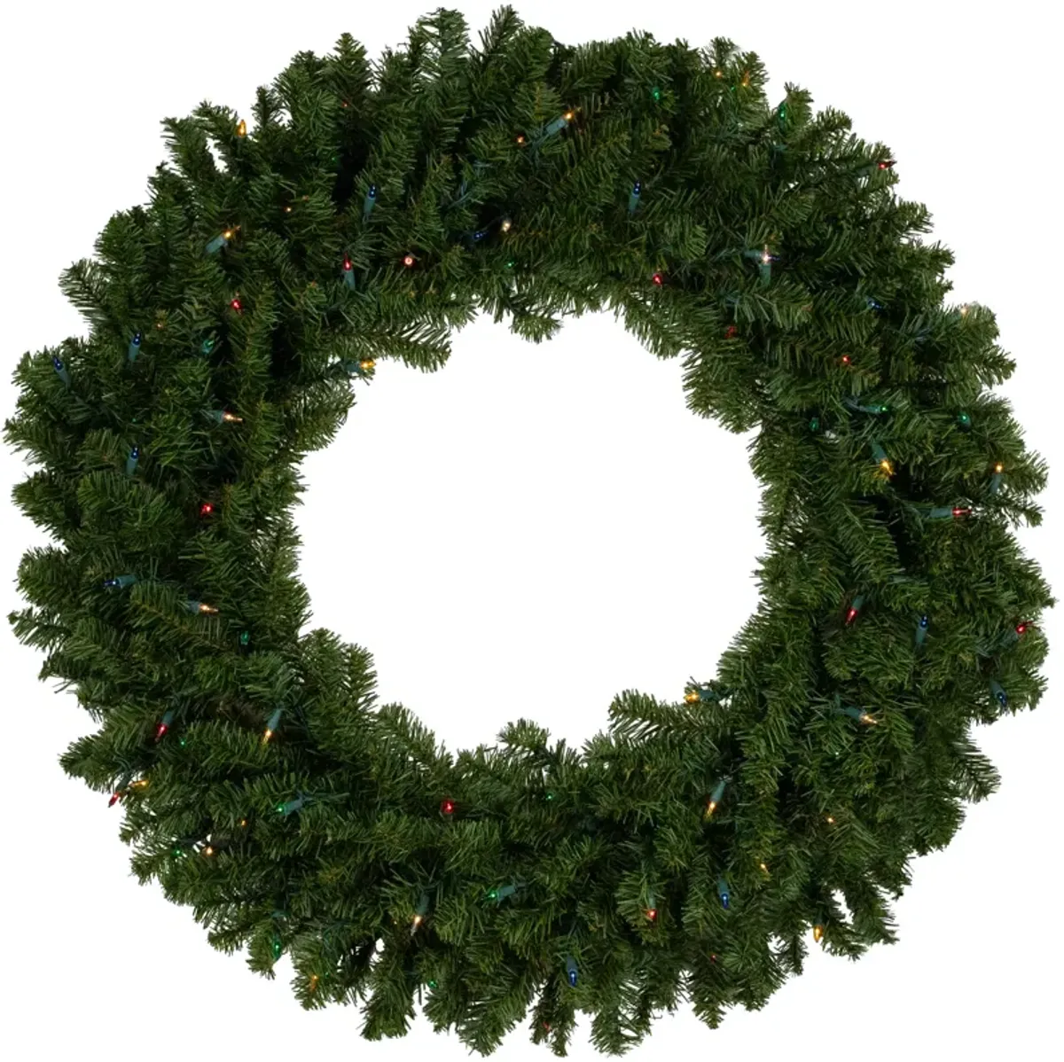 Pre-Lit Canadian Pine Artificial Christmas Wreath  36 inch  Multi Lights