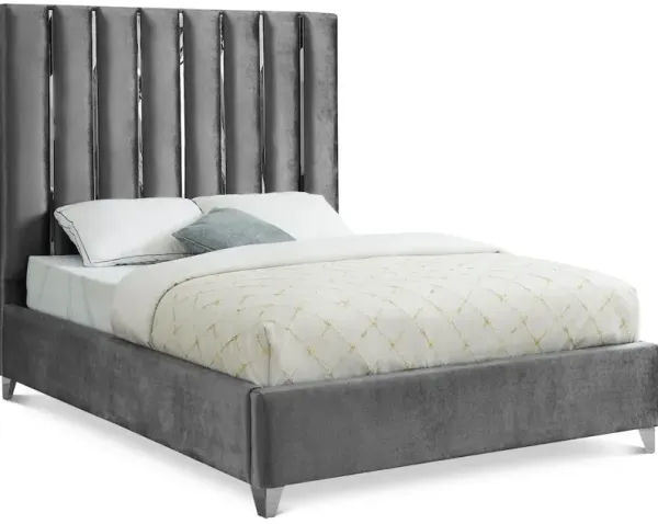 Meridian Furniture Enzo Grey Velvet Full Bed