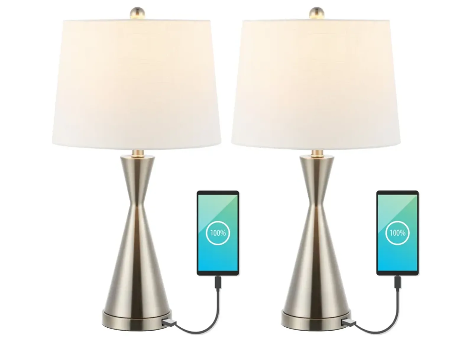 Colton Classic French Country Iron LED Table Lamp with USB Charging Port (Set of 2)