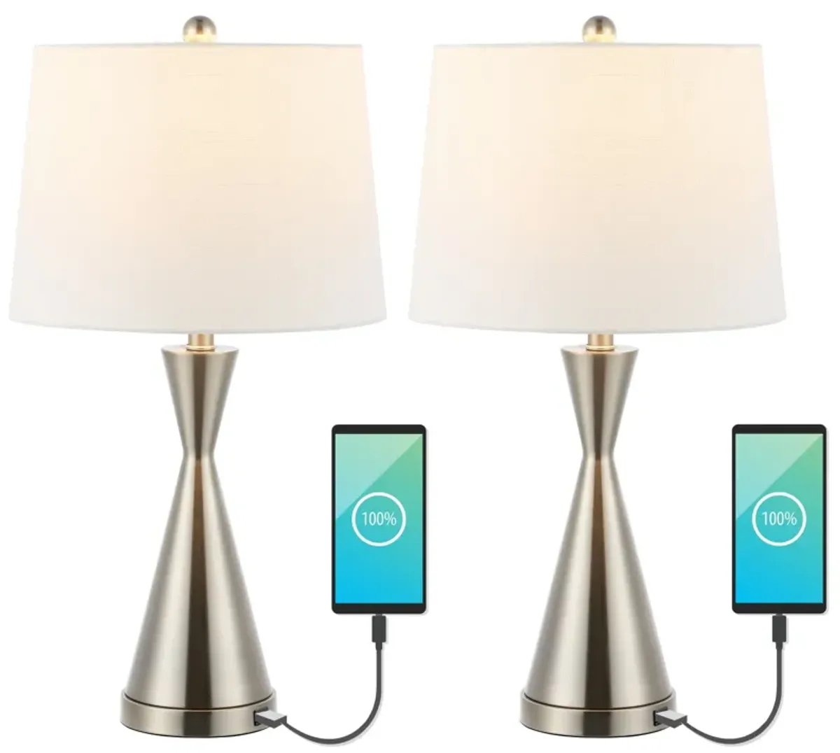 Colton Classic French Country Iron LED Table Lamp with USB Charging Port (Set of 2)