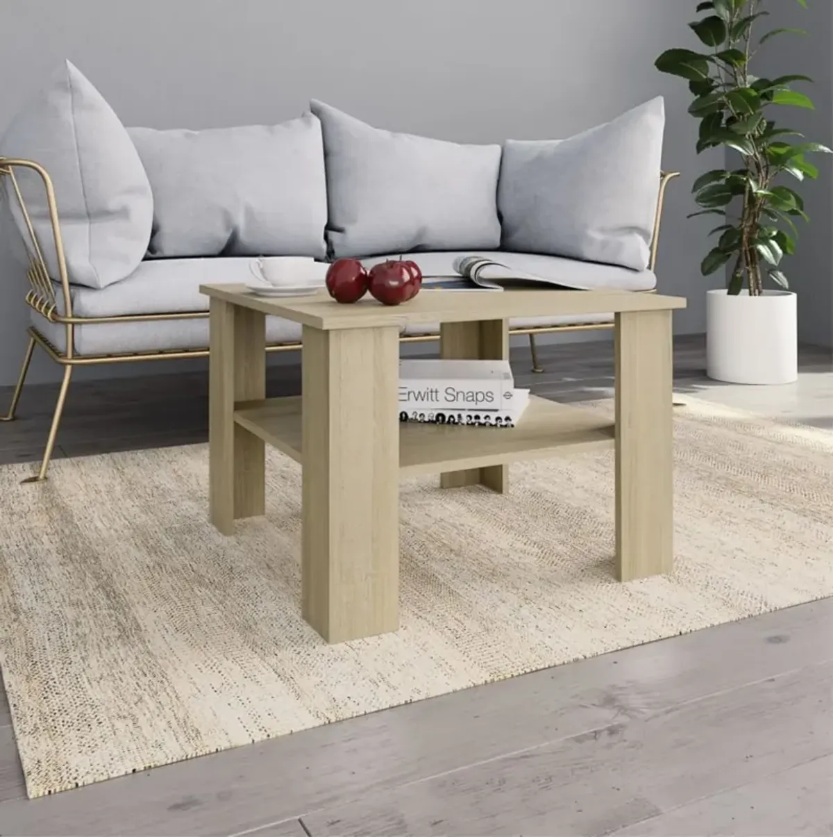 vidaXL Coffee Table Sonoma Oak 23.6"x23.6"x16.5" Chipboard