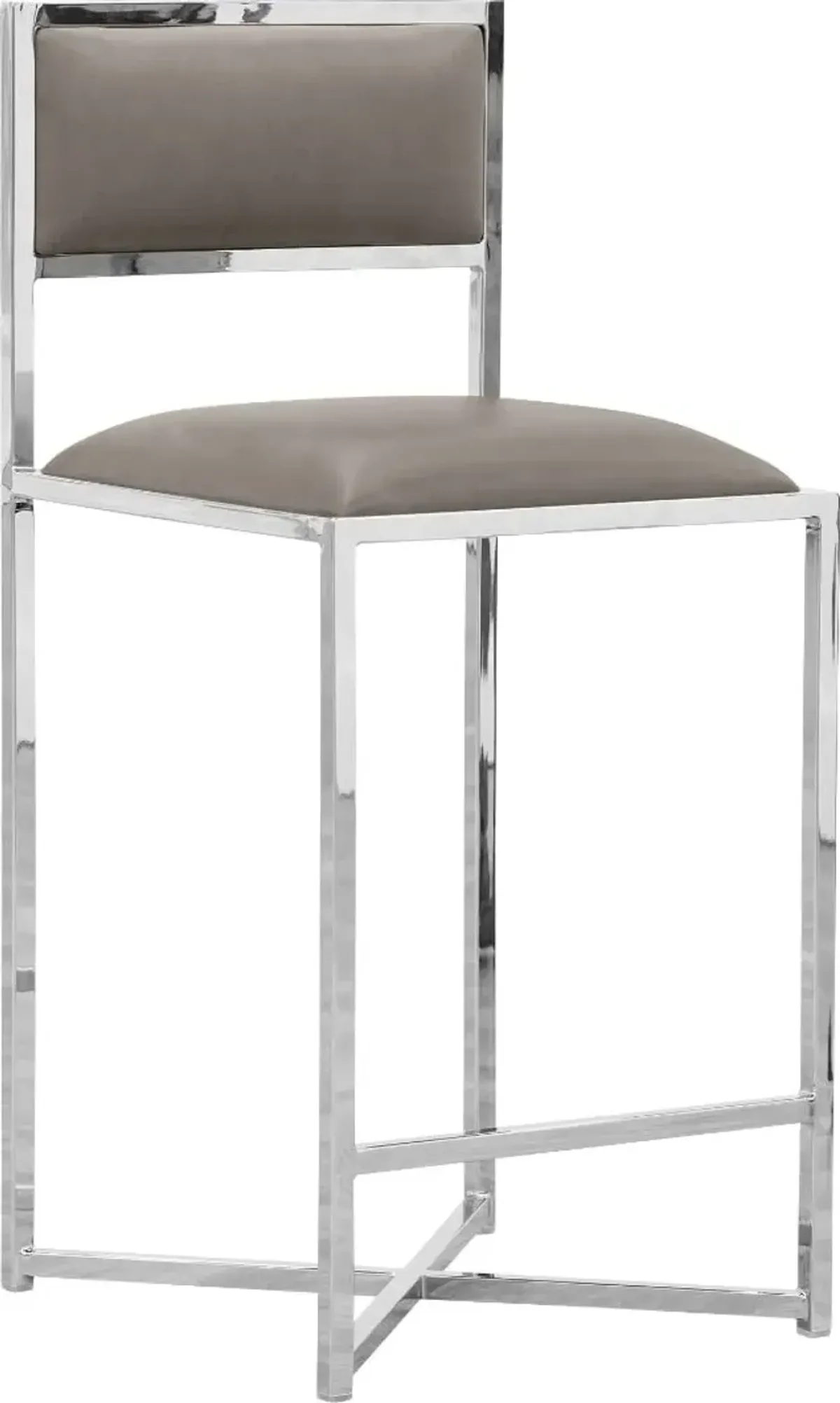 Amalfi X-Base Counter Stool in Taupe Leather - Set of 2