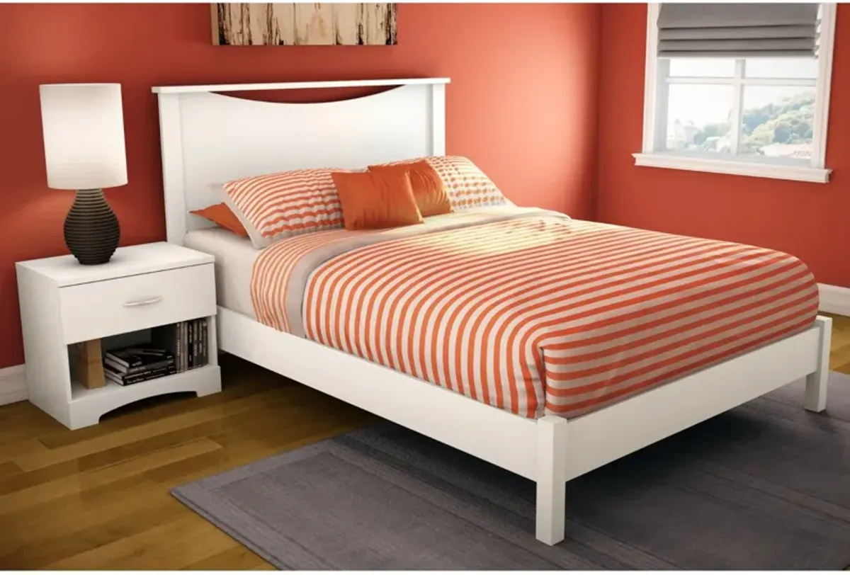 QuikFurn Full size Simple Platform Bed in White Finish - Modern Design