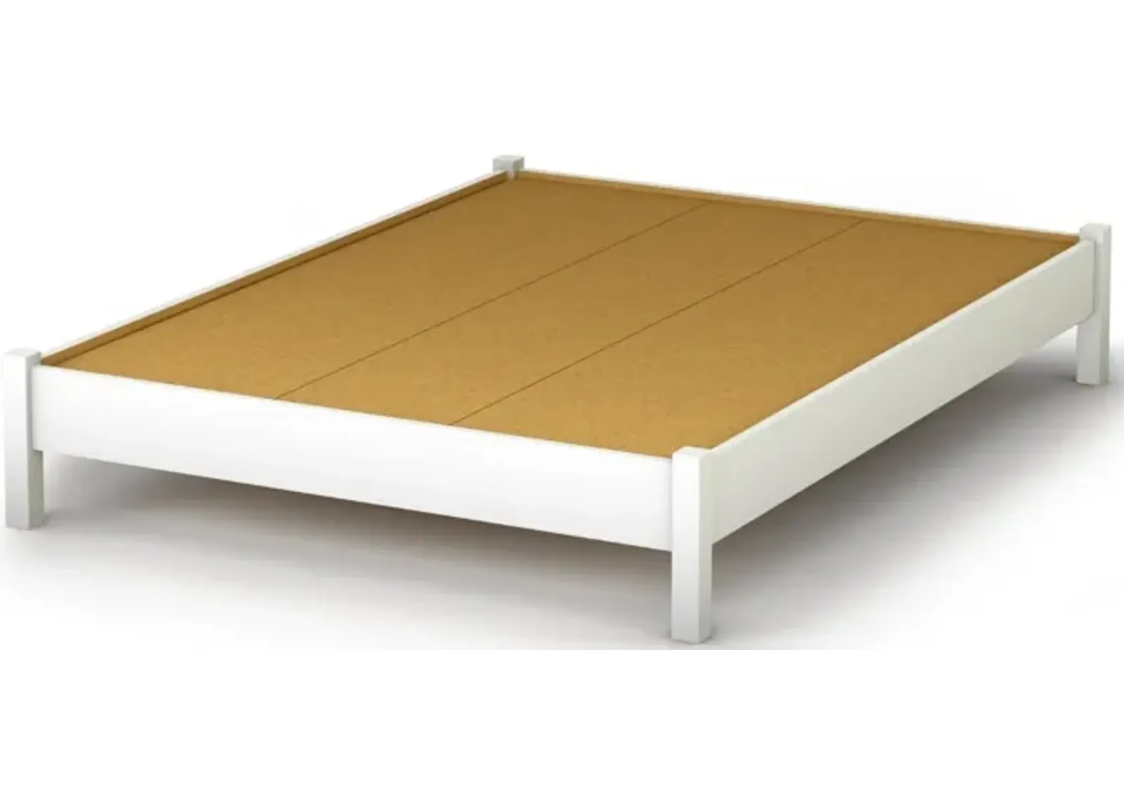 QuikFurn Full size Simple Platform Bed in White Finish - Modern Design