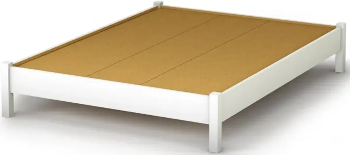 QuikFurn Full size Simple Platform Bed in White Finish - Modern Design