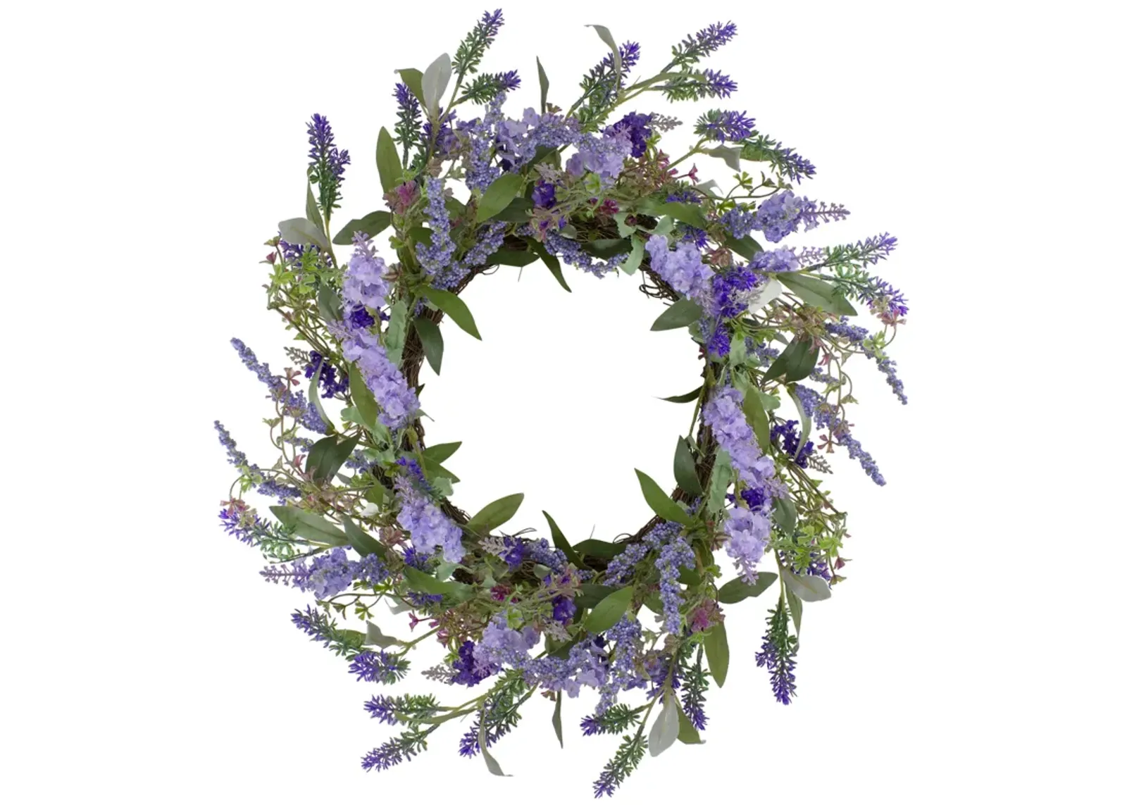 Lavender Artificial Spring Floral Wreath  Purple and Green - 18-Inch