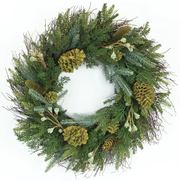 Mixed Pine Wreath for Winter, Holiday, or Seasonal Home Décor