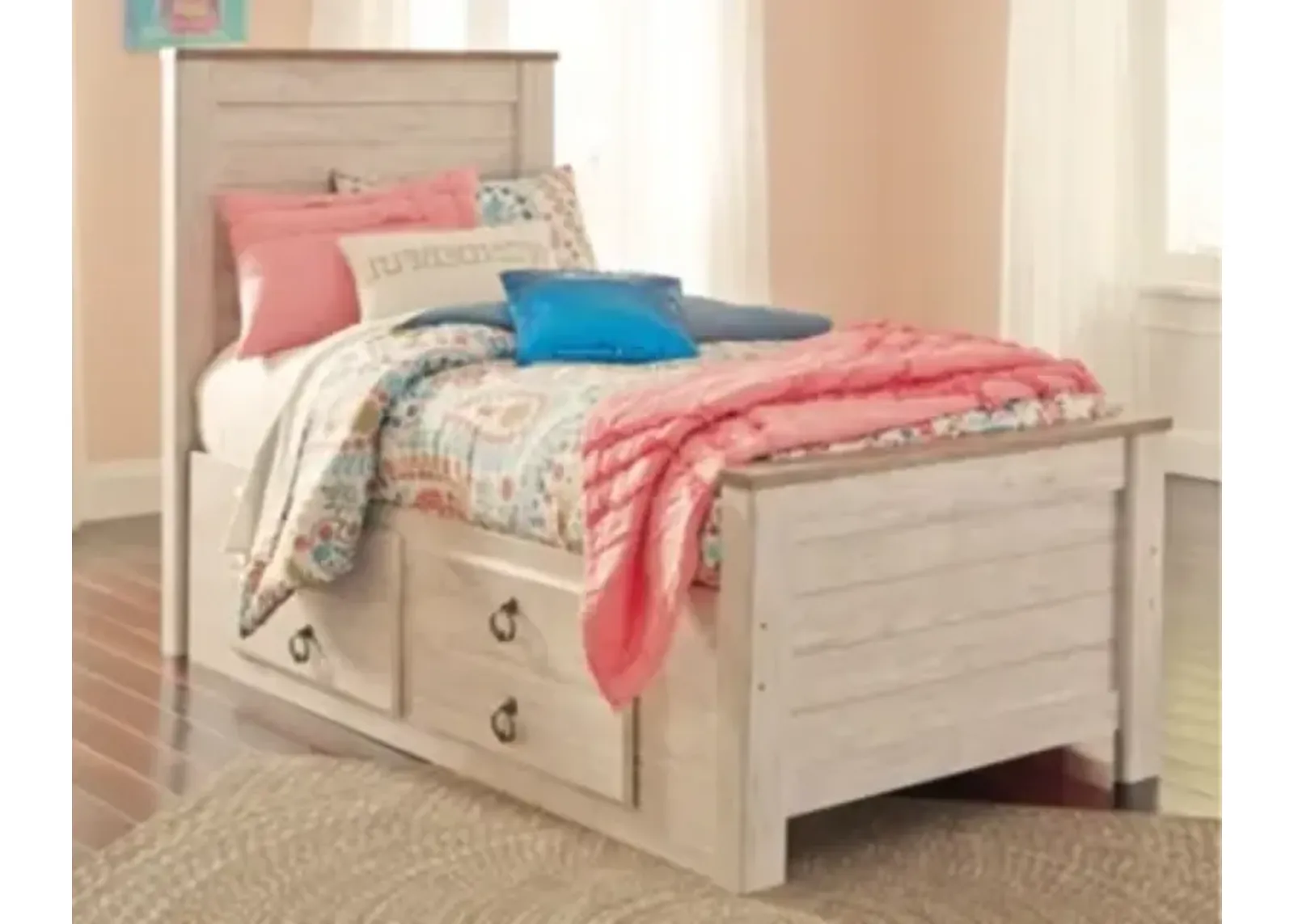 Willowton Twin Panel Bed with 2 Storage Drawers