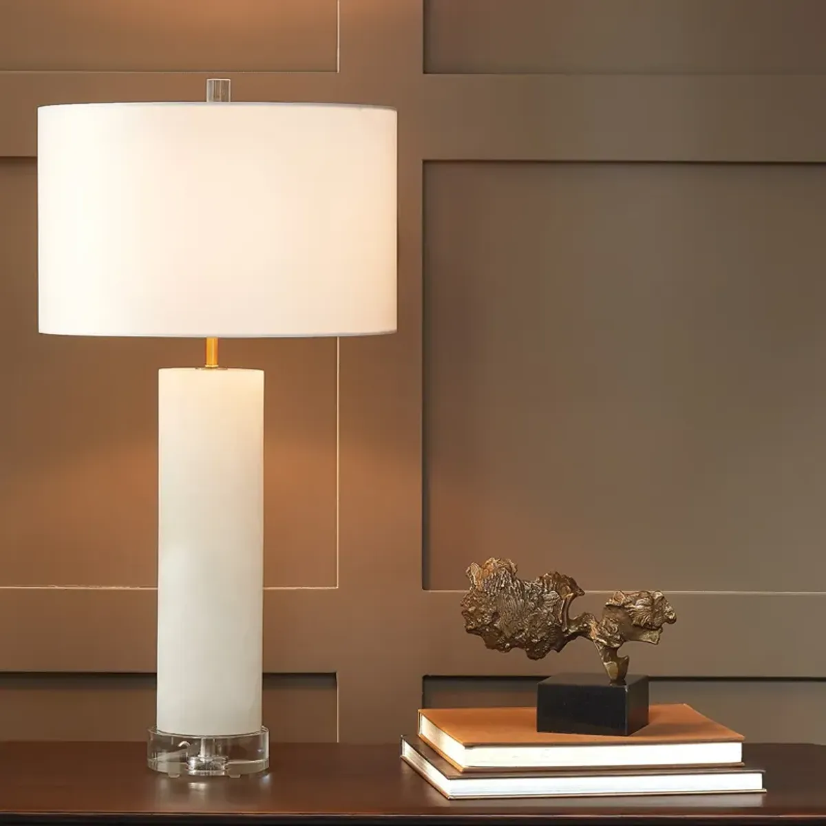 Alabaster Cylinder Table Lamp