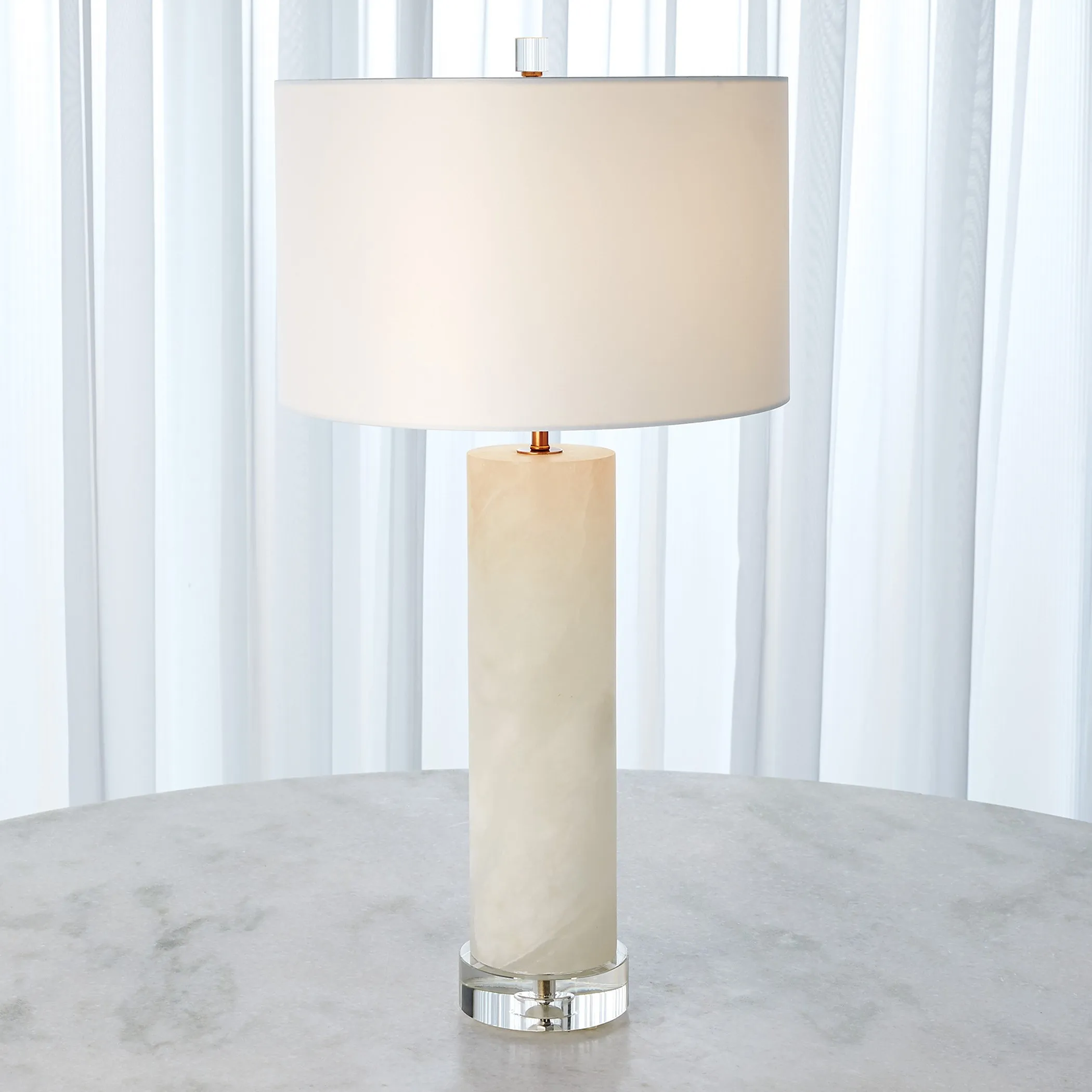 Alabaster Cylinder Table Lamp