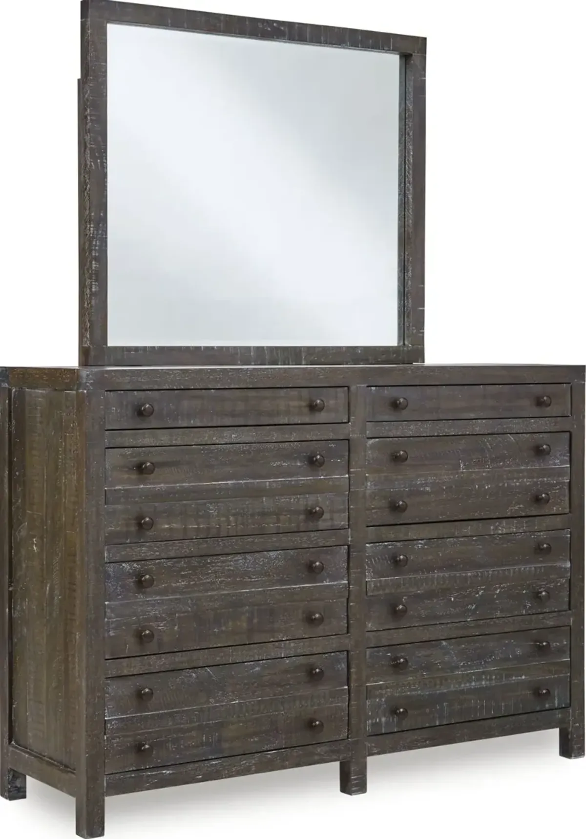 Townsend Solid Wood Eight Drawer Dresser in Gunmetal