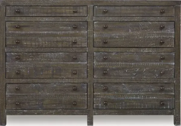 Townsend Solid Wood Eight Drawer Dresser in Gunmetal