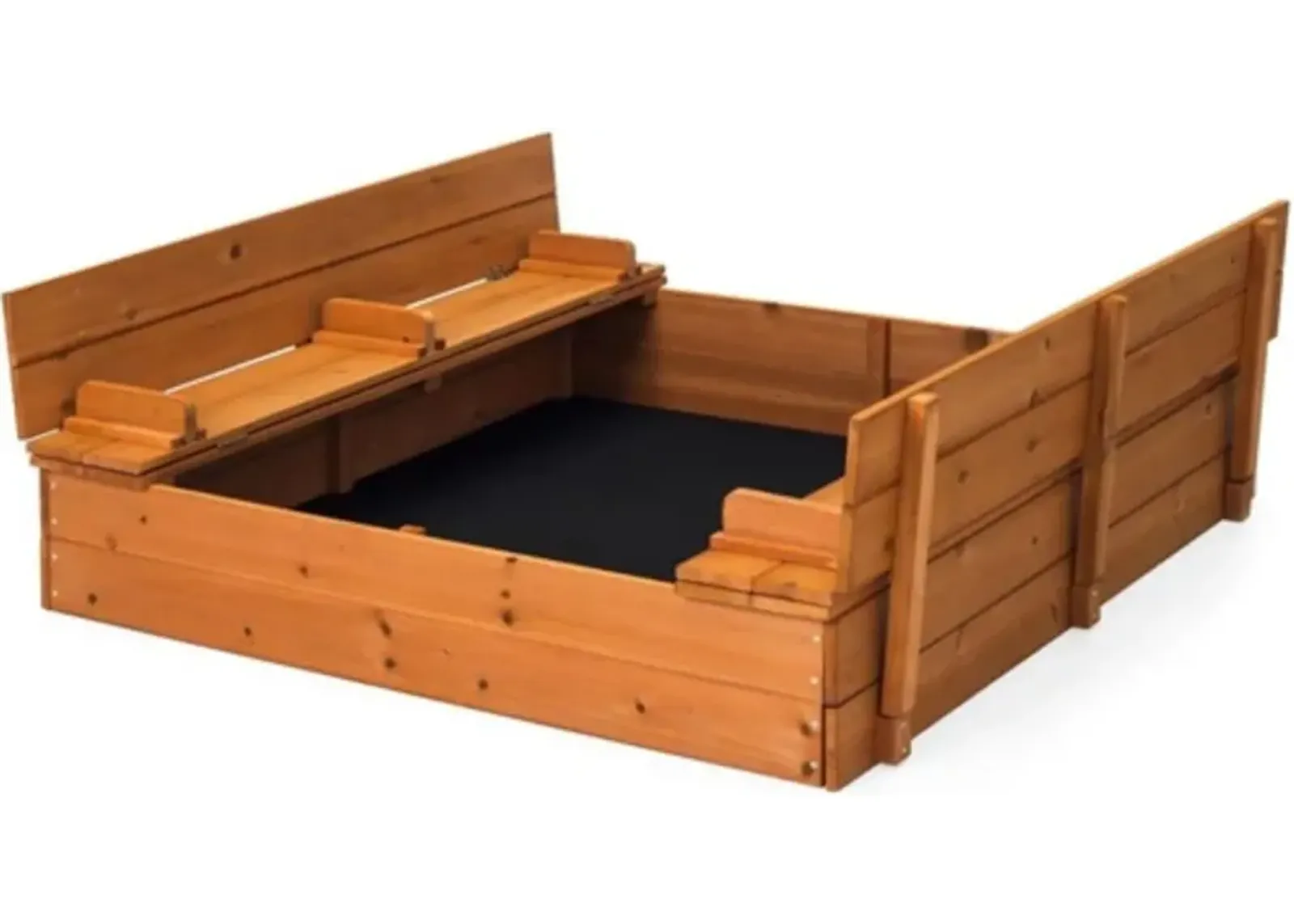 Hivvago Sturdy Brown Cedar Kids Complete Seated Bench Sandbox